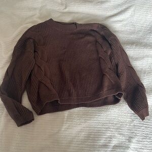 SO Chocolate Brown Cable Knit Sweater